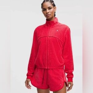Lululemon track jacket sweatshirt velvet textured red 8 medium